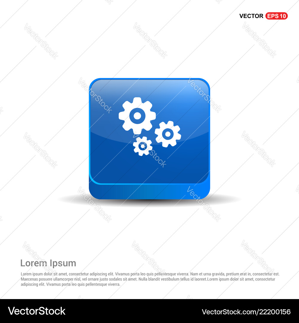Setting icon - 3d blue button Vector Image