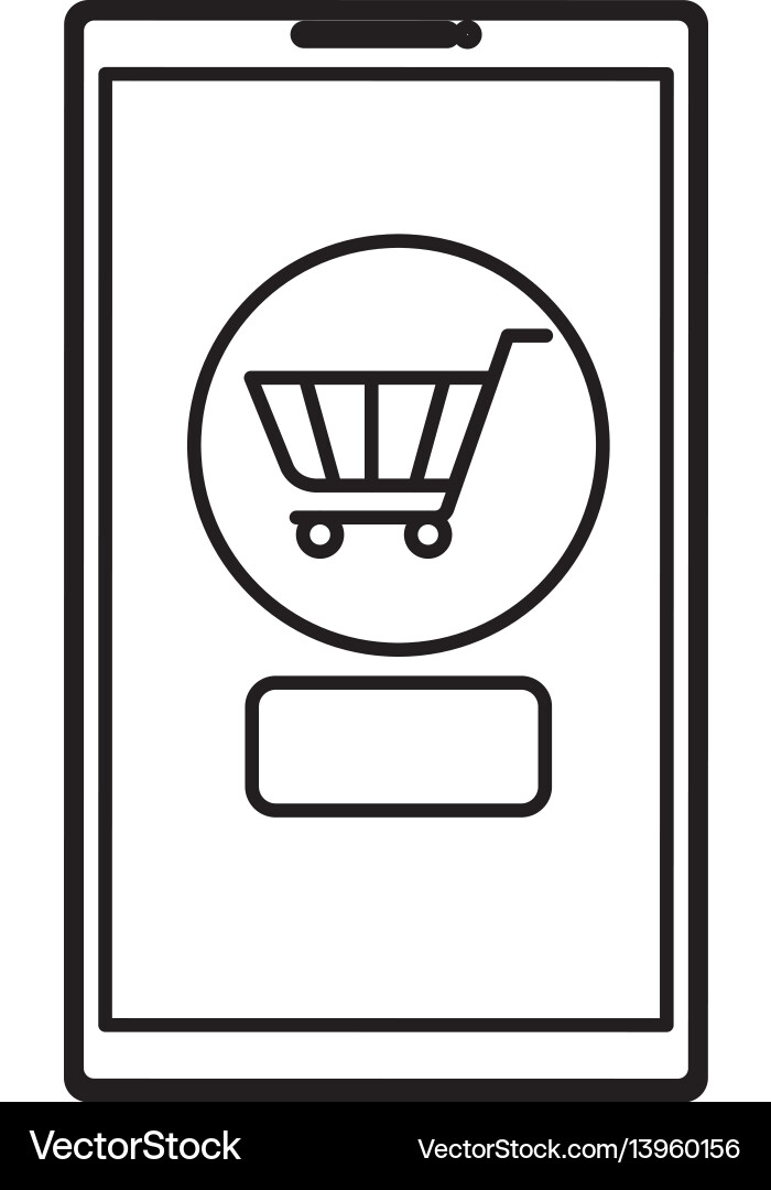 Smartphone with shopping cart isolated icon Smartphone with shopping cart isolated icon Vector Image