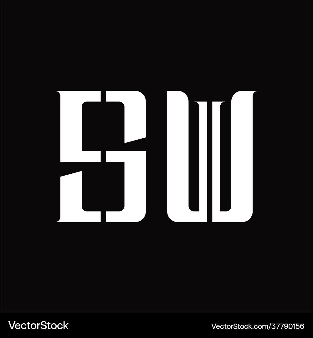 SW Monogram Logo with Slice vector image