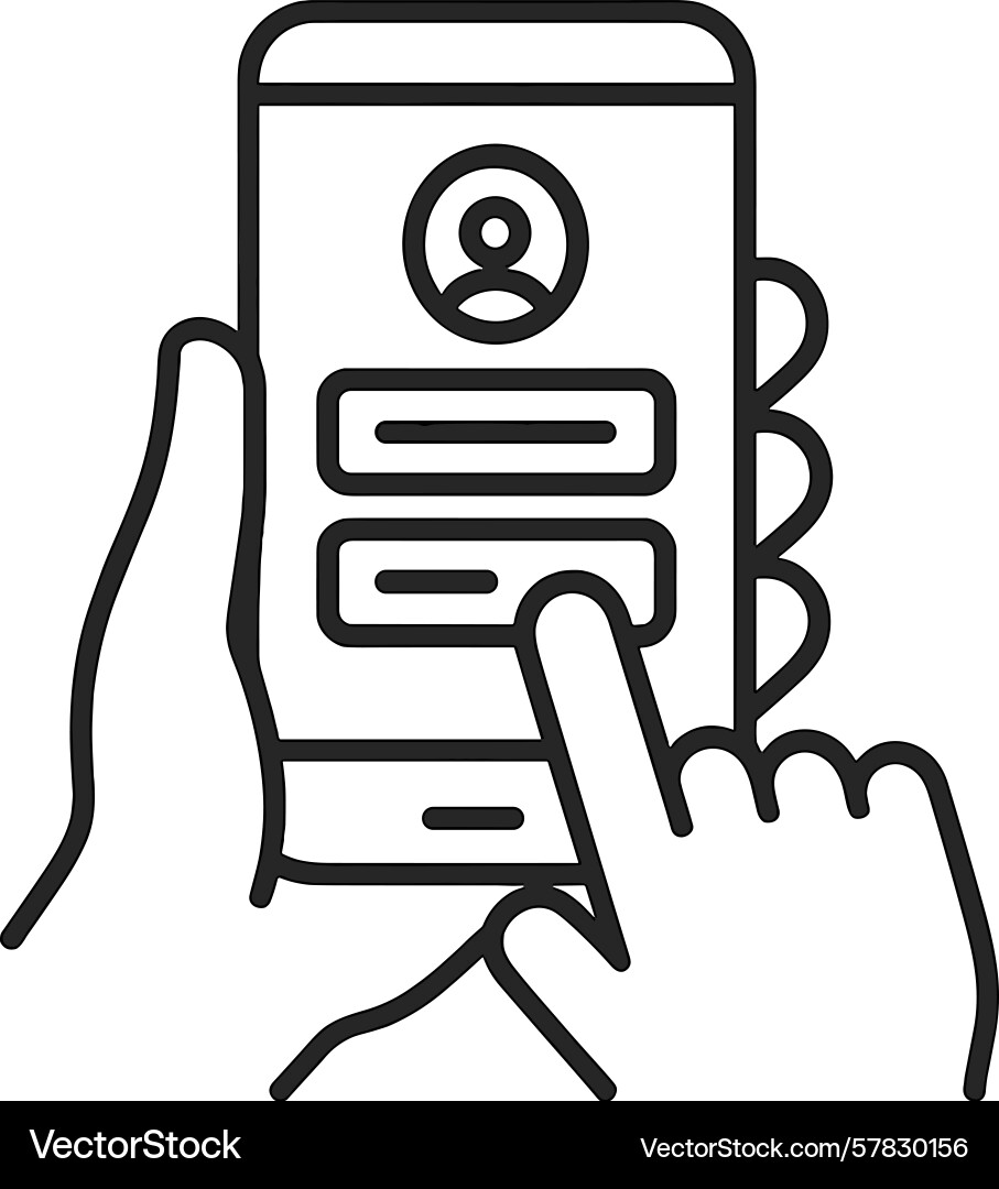 User interacting with a mobile device to access User interacting with a mobile device to access vector image