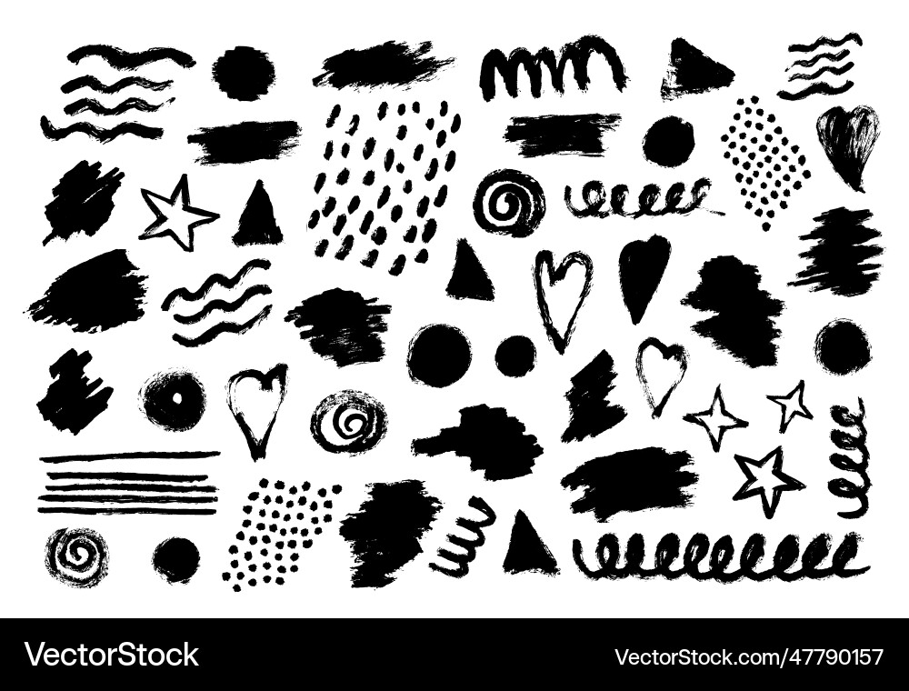 Abstract set of different brush splash texture Vector Image