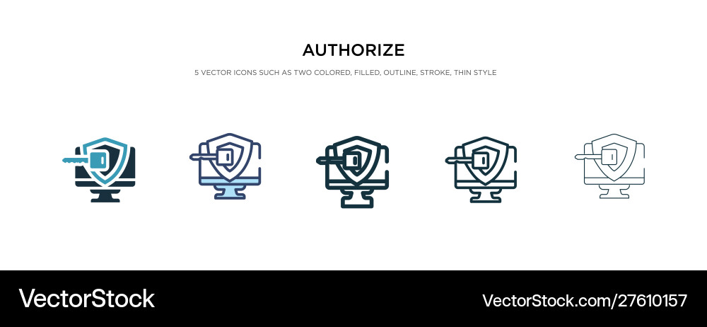Authorize icon in different style two colored Authorize icon in different style two colored vector image