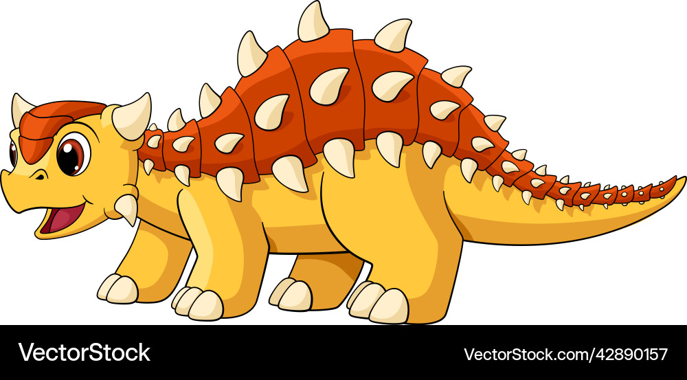Baby ankylosaur cartoon yellow dino funny Baby ankylosaur cartoon yellow dino funny vector image