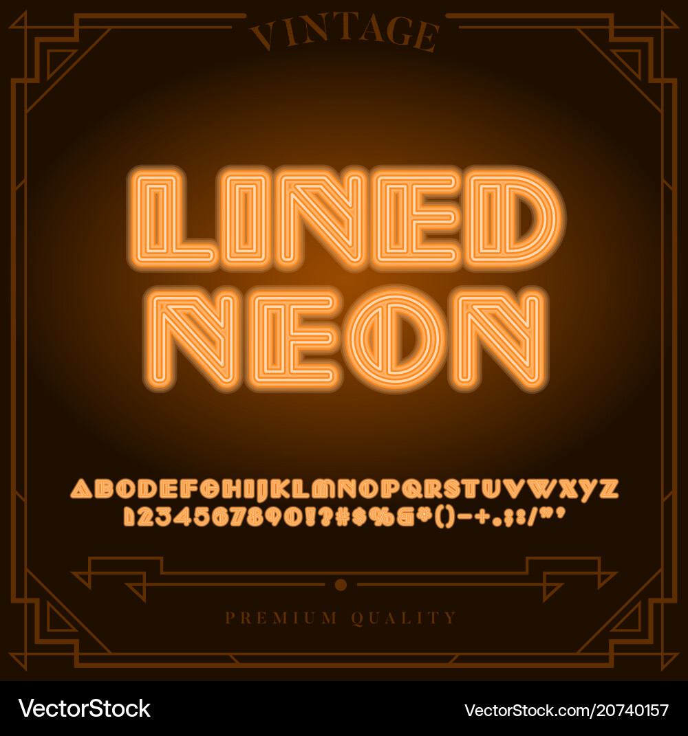 Bright neon alphabet letters numbers and symbols Bright neon alphabet letters numbers and symbols vector image
