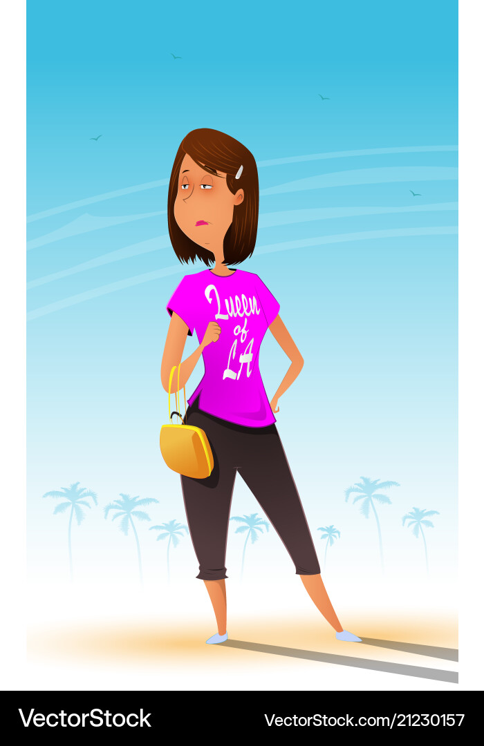 Fun cartoon and a bit self-confident woman Fun cartoon and a bit self-confident woman vector image