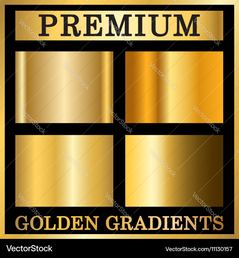 Gold texture square patterns set vector image