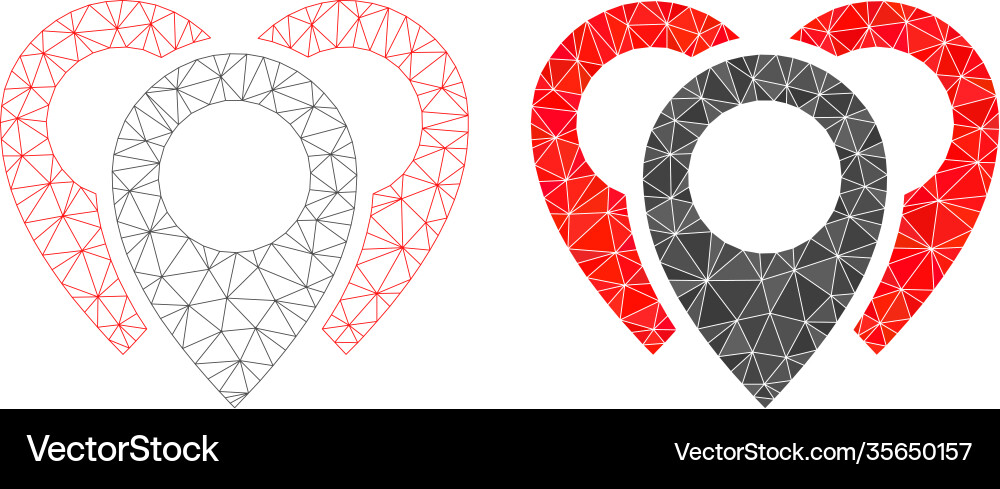Map markers triangle and mesh icon Map markers triangle and mesh icon vector image