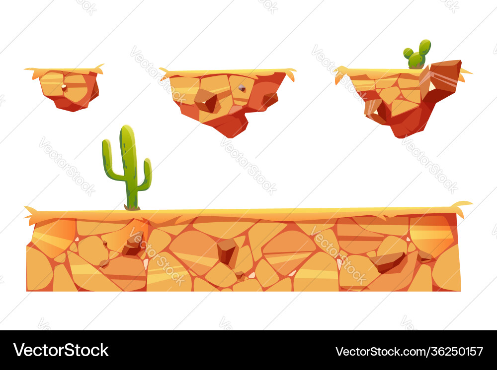 Platform with desert for game level interface Platform with desert for game level interface Vector Image