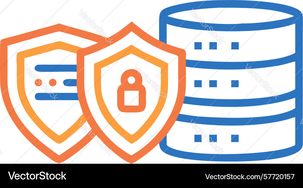 Protected database with security padlock icon vector image