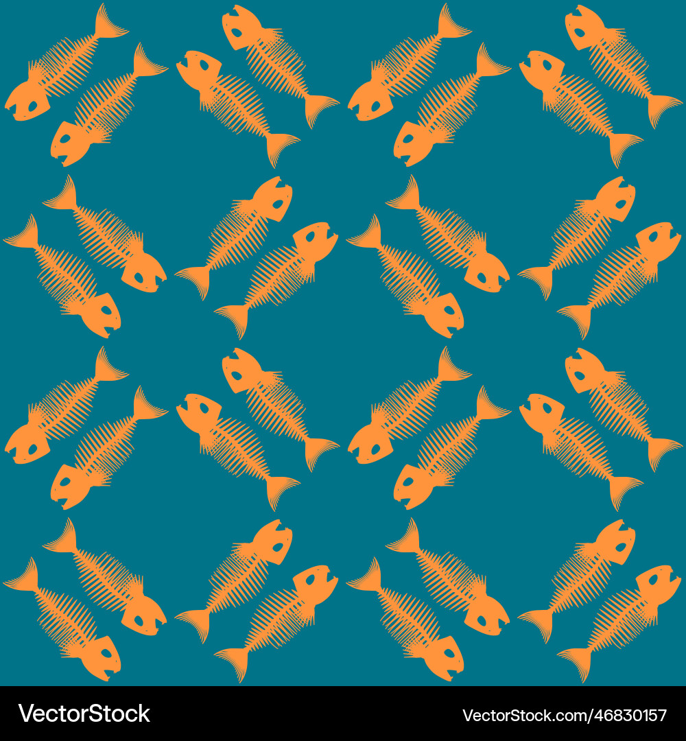 Seamless pattern with fish skeletons endless Seamless pattern with fish skeletons endless Vector Image