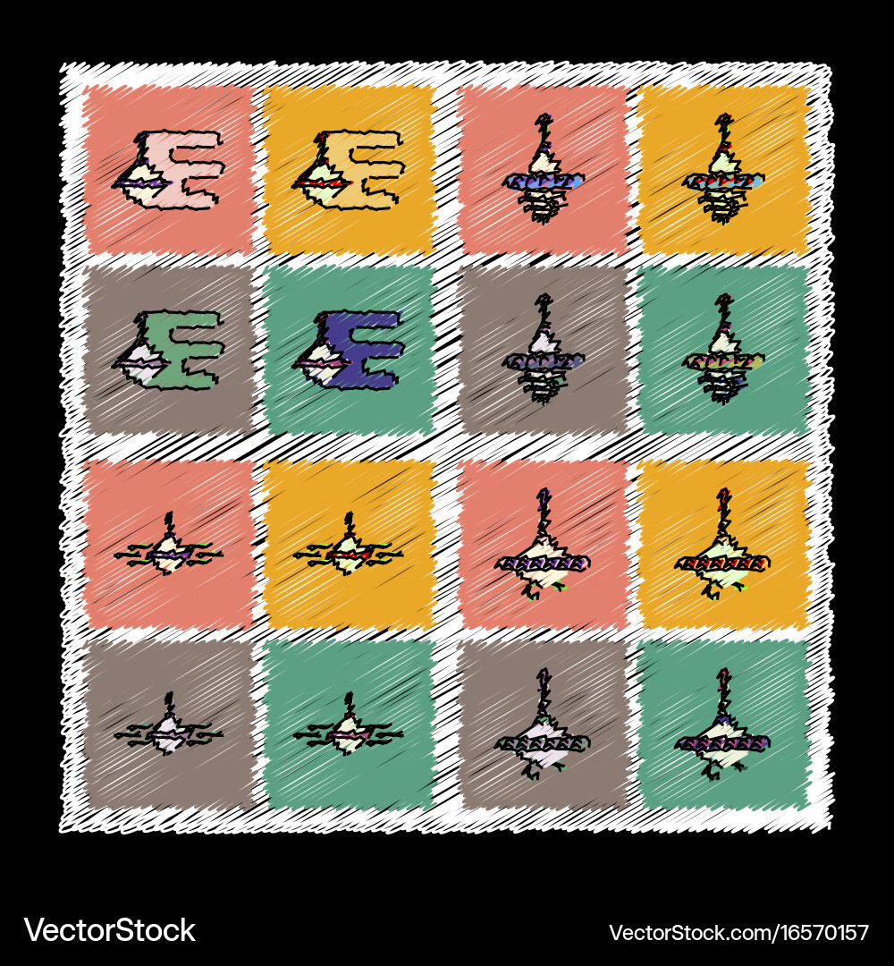 Set of flat shading style icons rotating vector image