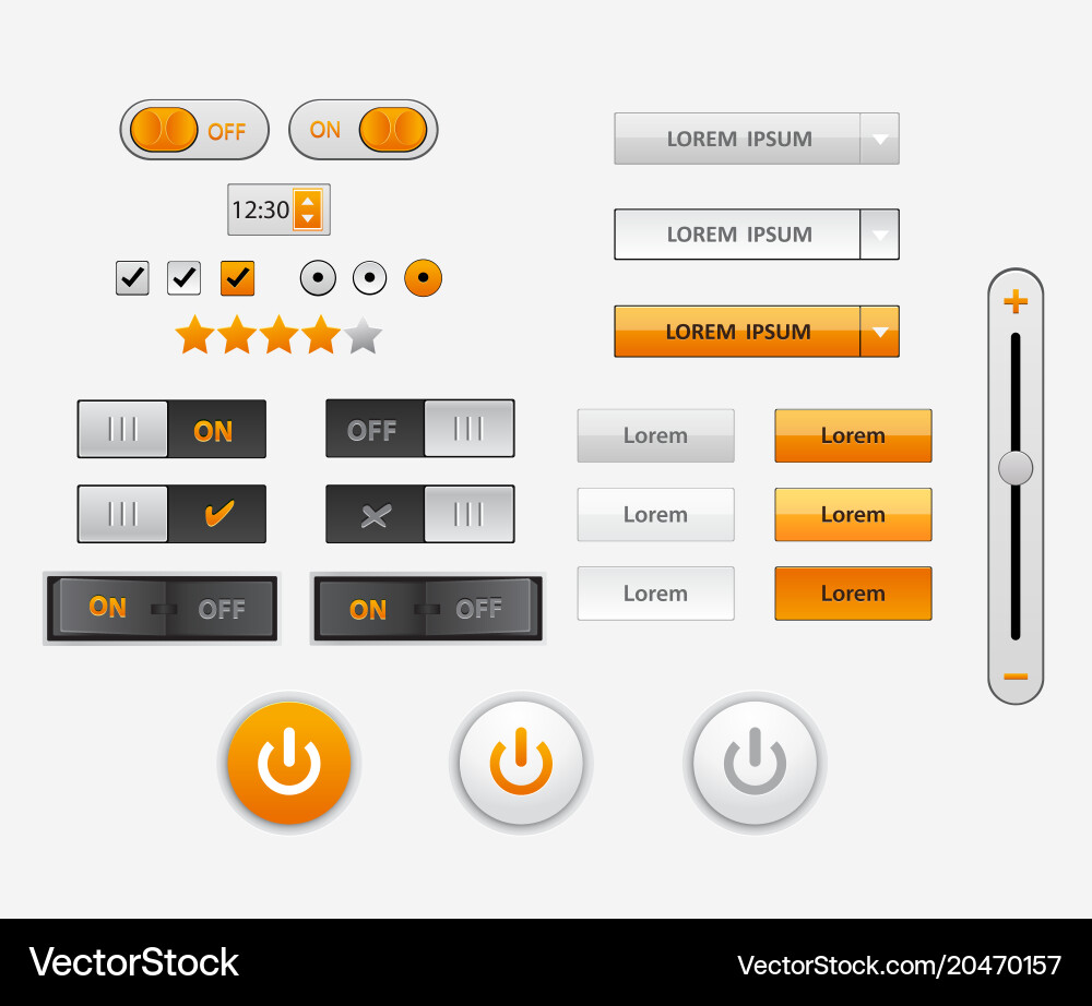 Set von flachen Design-ui und ux-Elemente für Website Vektorbild