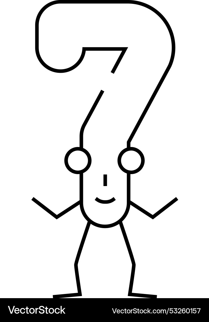 Seven number character line icon Seven number character line icon Vector Image