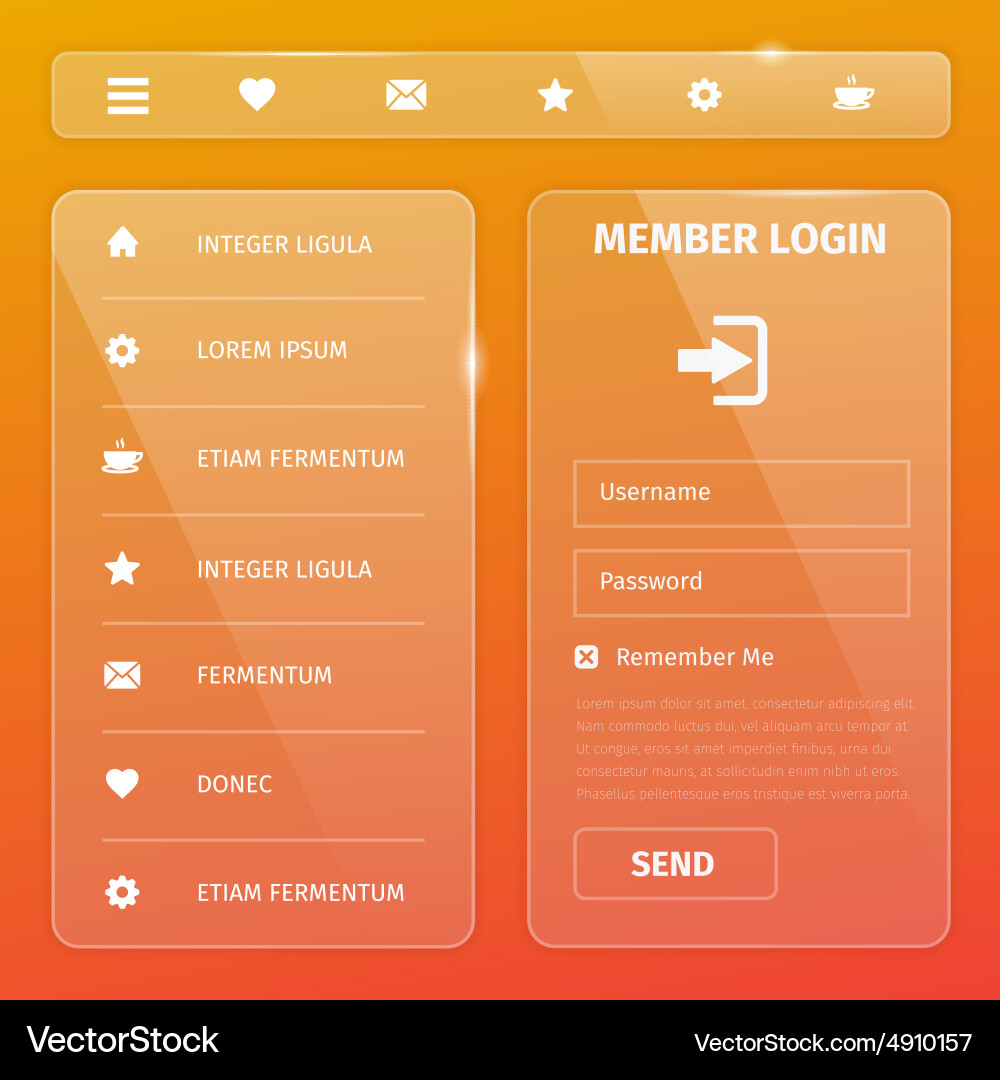 Shiny glossy mobile web user interface vector image