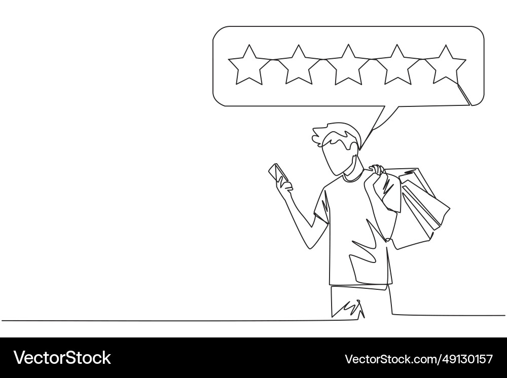 Single continuous line drawing happy smiling man Single continuous line drawing happy smiling man Vector Image