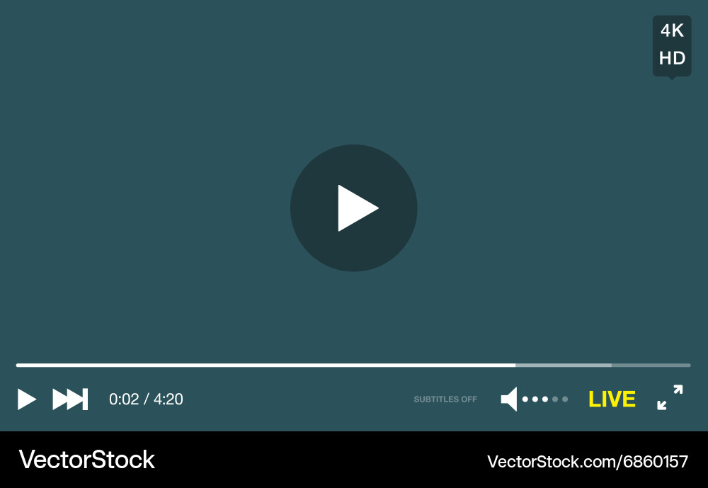 Video player window with menu and buttons panel vector image
