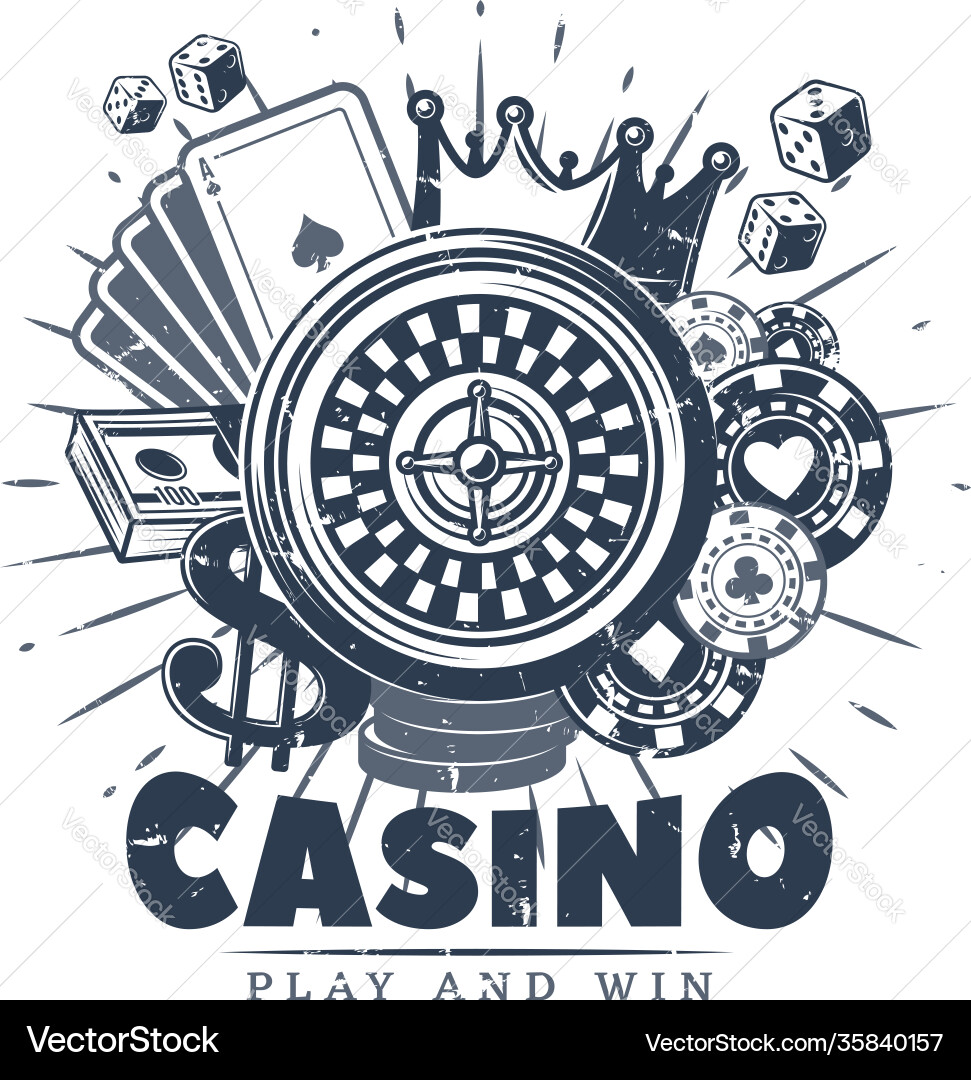 Vintage monochrome casino logo template Vintage monochrome casino logo template vector image