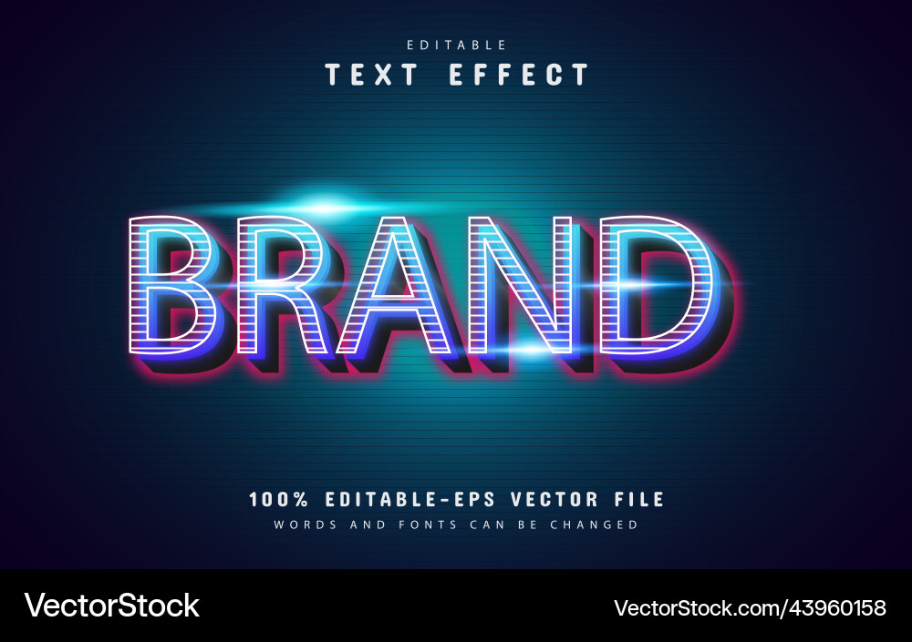3d brand text effect with line pattern 3d brand text effect with line pattern vector image