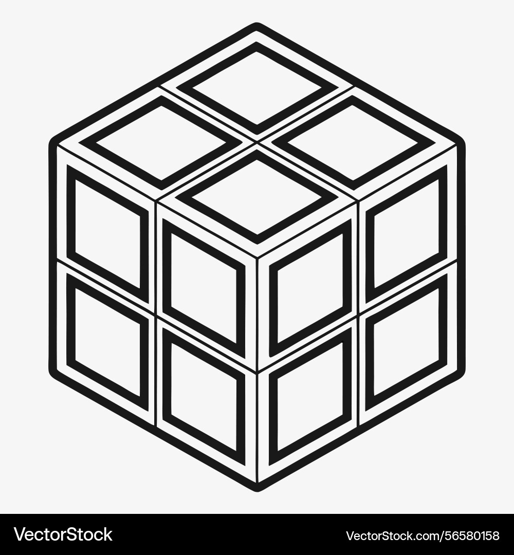 Abstract cube with a minimalist design isolated vector image