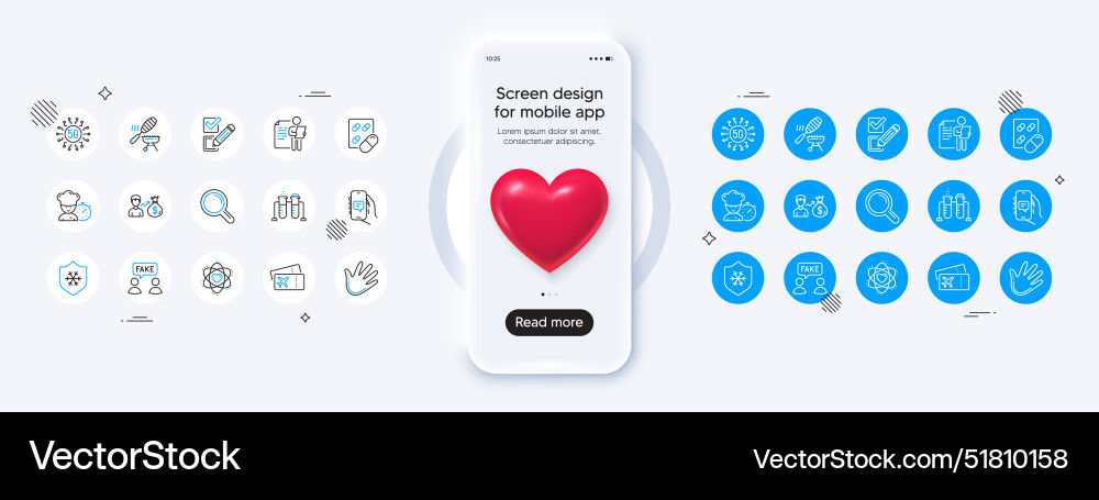 Boarding pass chat app and checkbox line icons vector image