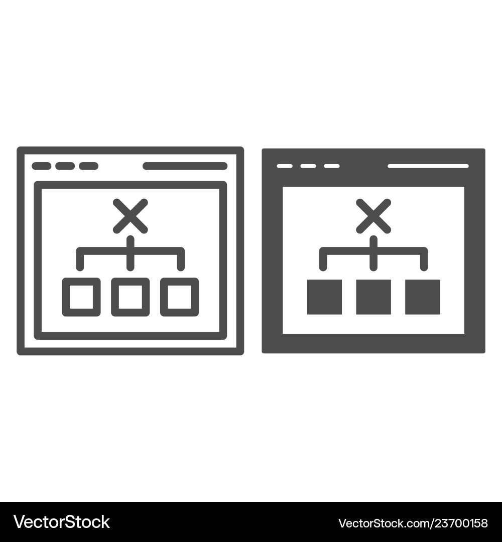 Browser with choice line and glyph icon computer Browser with choice line and glyph icon computer vector image