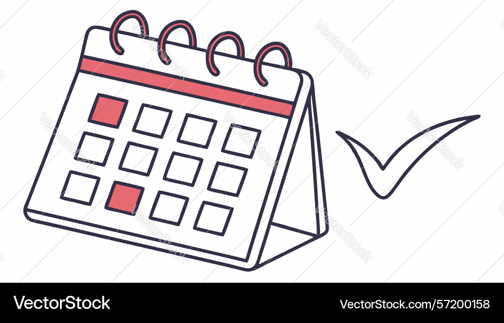 Calendar with checkmark task completion design vector image