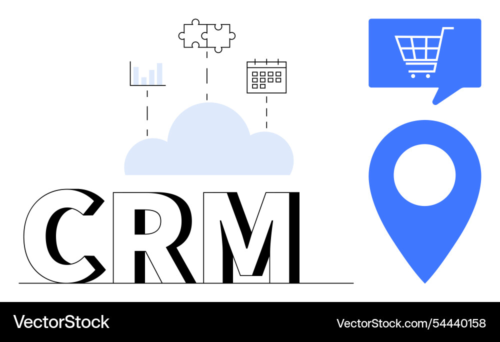 Crm system elements highlighting cloud integration Crm system elements highlighting cloud integration vector image