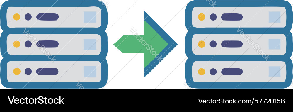 Data migration between database servers icon vector image