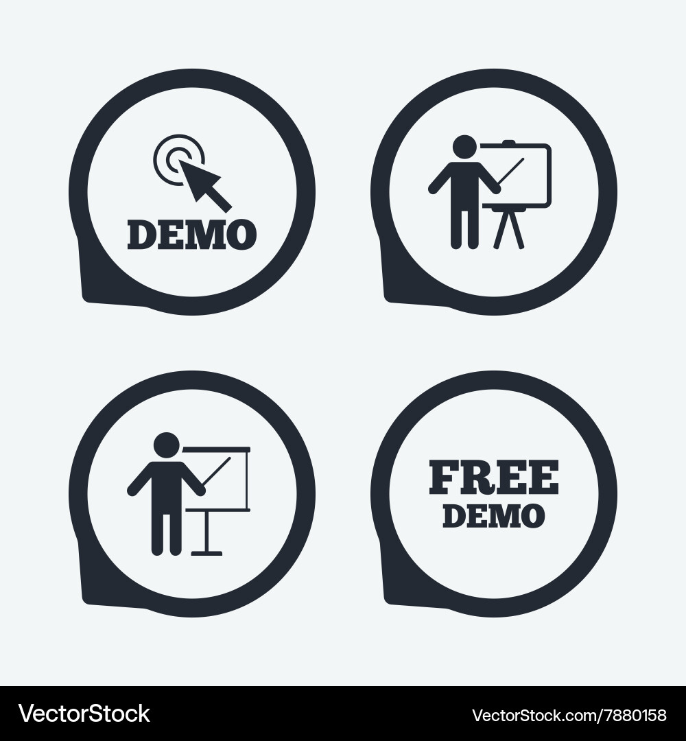 Demo with cursor icon presentation billboard vector image
