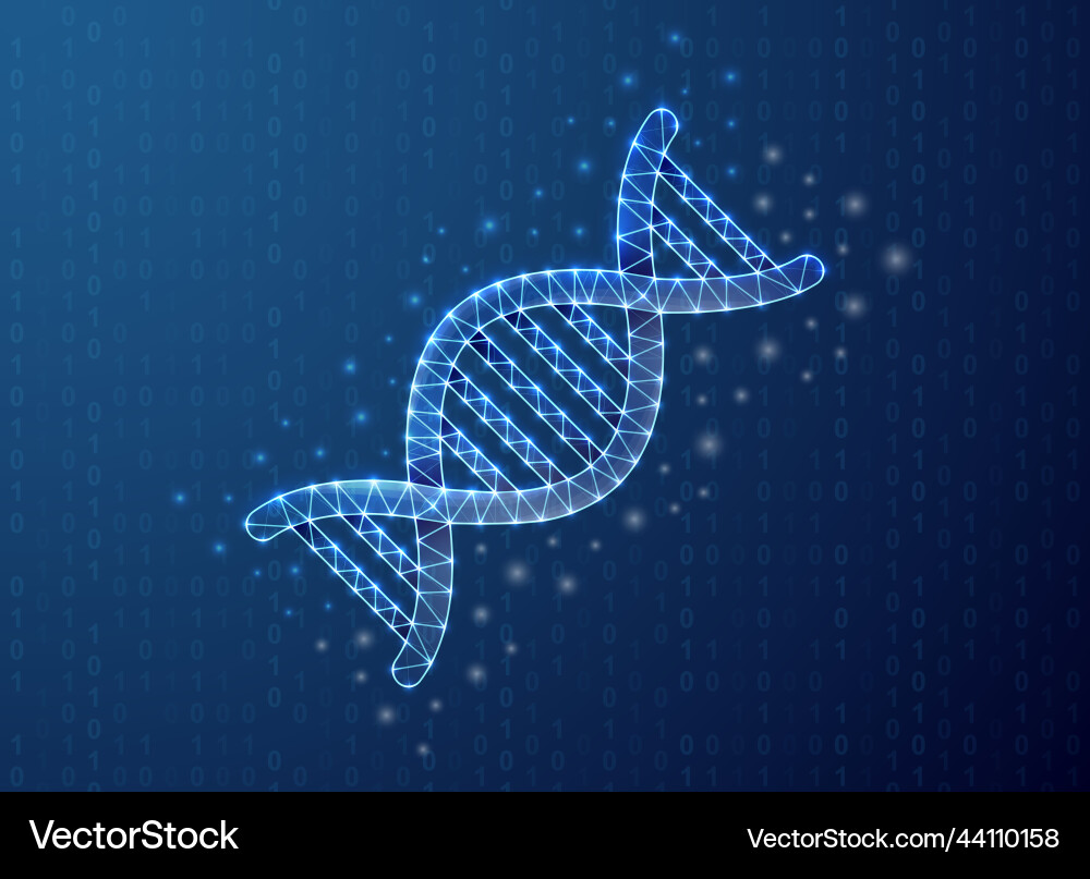Dna spiral polygonal symbol with binary code Dna spiral polygonal symbol with binary code vector image
