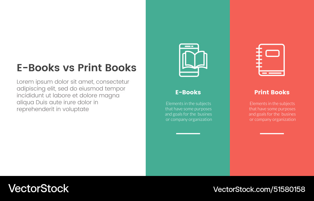 Ebook vs physical book comparison concept Ebook vs physical book comparison concept vector image