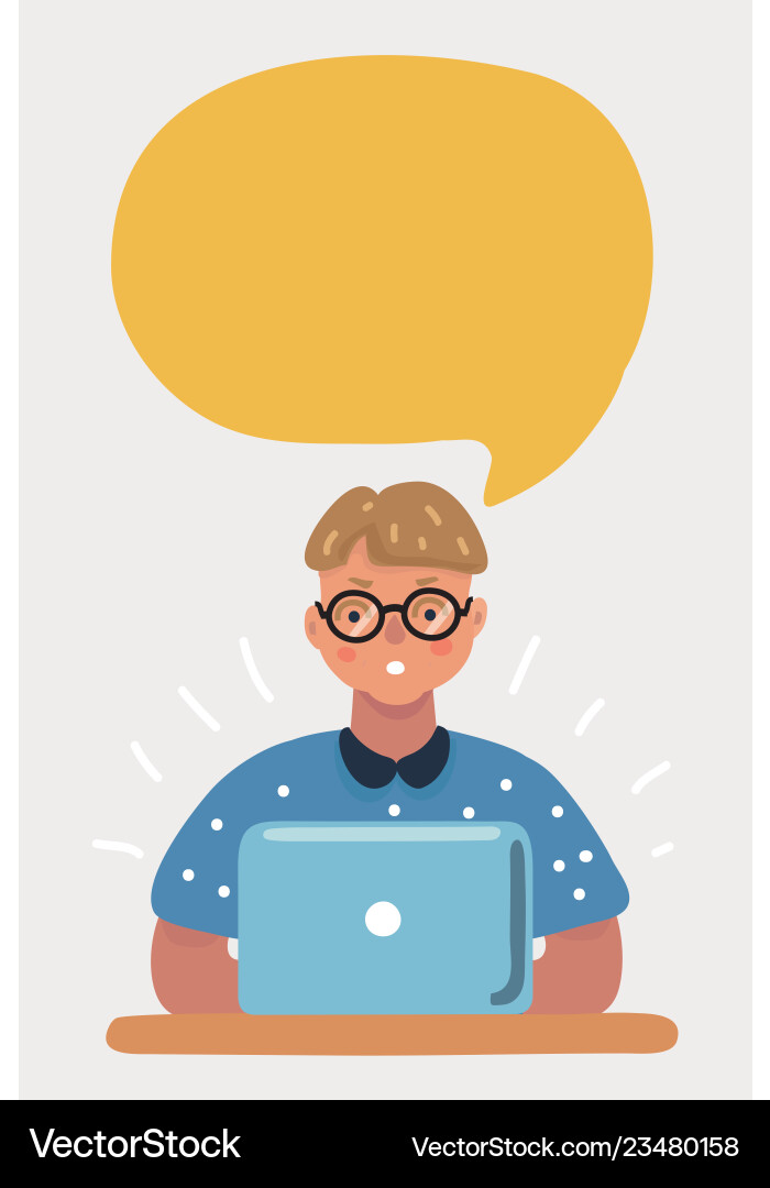Kind mit Brille mit einem Laptop-Computer Kind mit Brille mit einem Laptop-Computer vektorbild