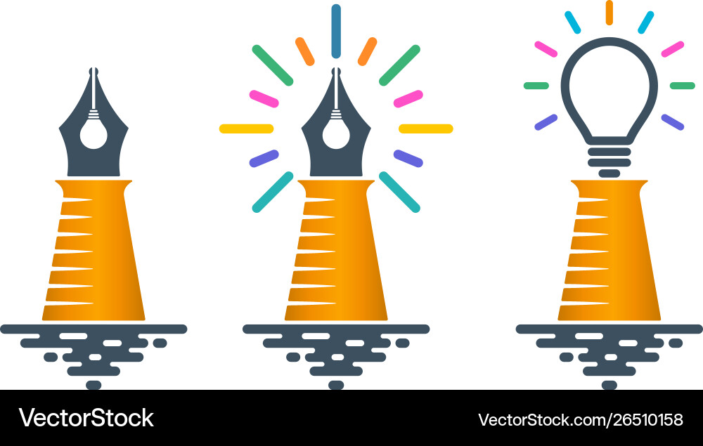 Lighthouse Pen Nibs with Light vector image