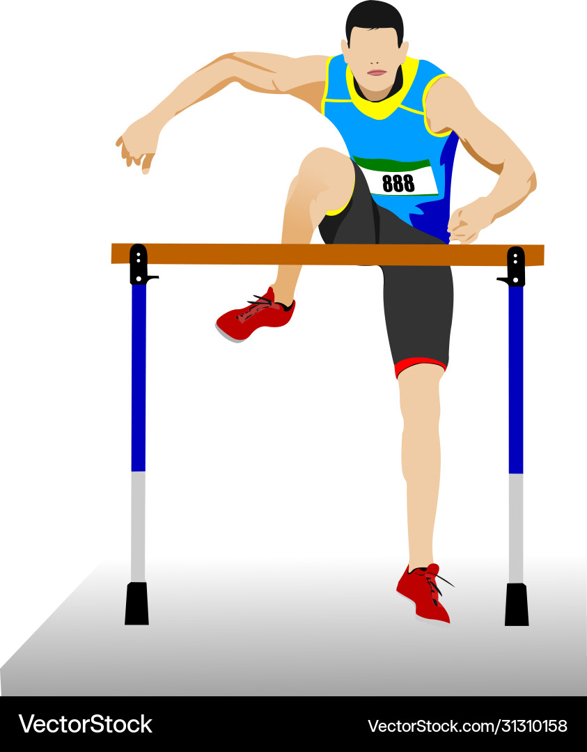 Man running hurdles Vector Image