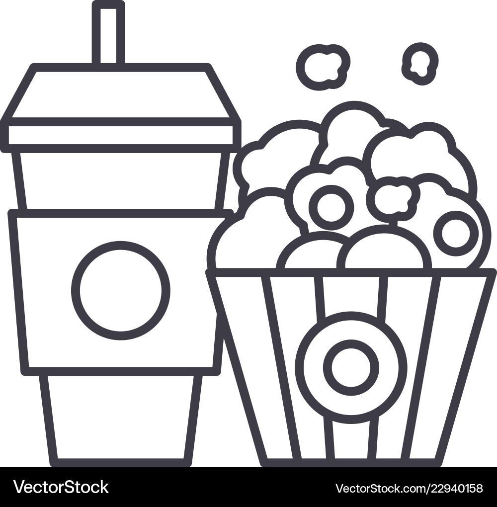 Popcorn and Cola Icon Vector Image