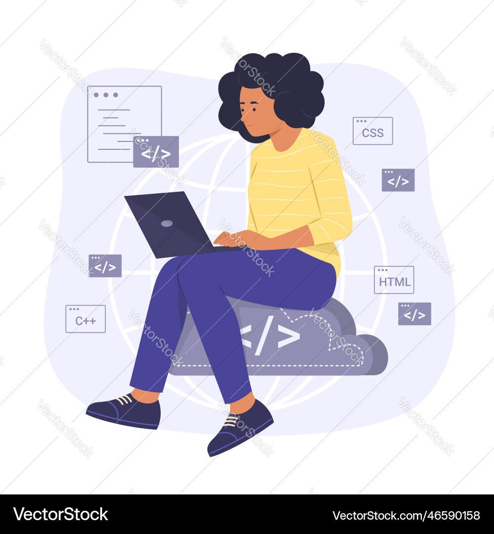 Programmer process coding for software development vector image