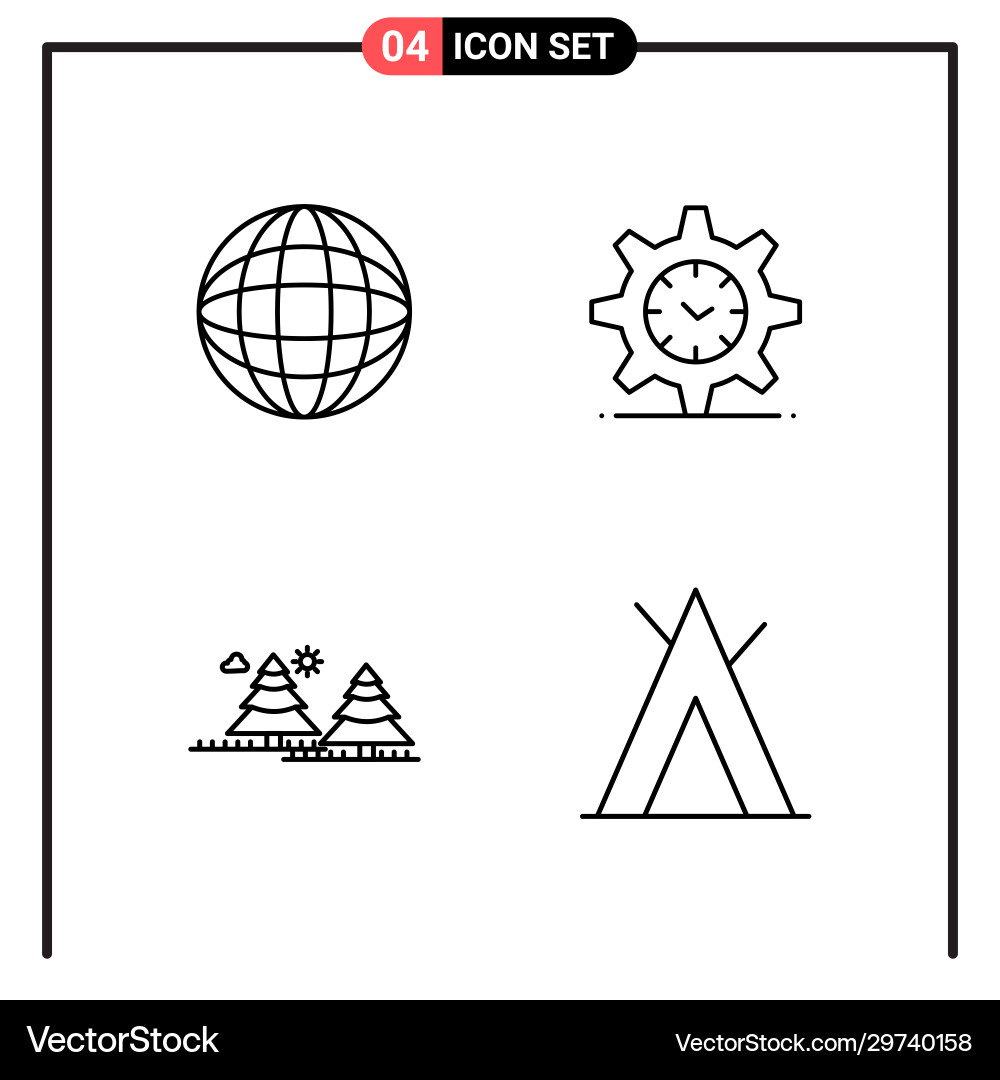Set 4 line style icons for web and mobile Vector Image