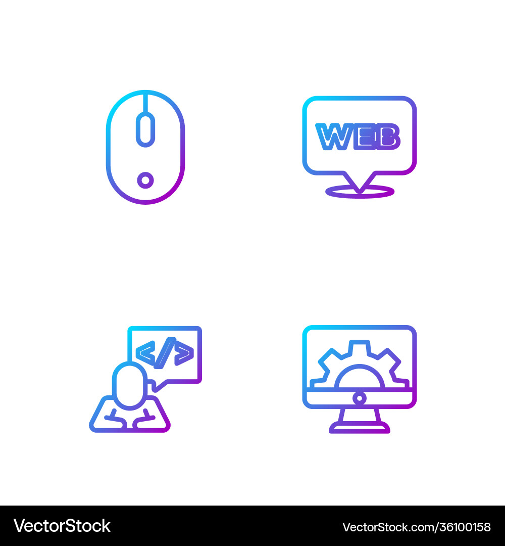 Set line web development front end computer Set line web development front end computer Vector Image