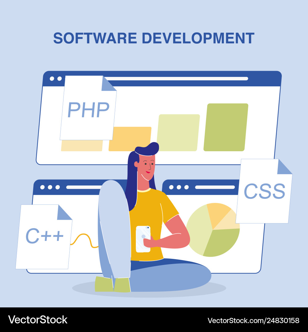 Software development color poster with text Software development color poster with text vector image