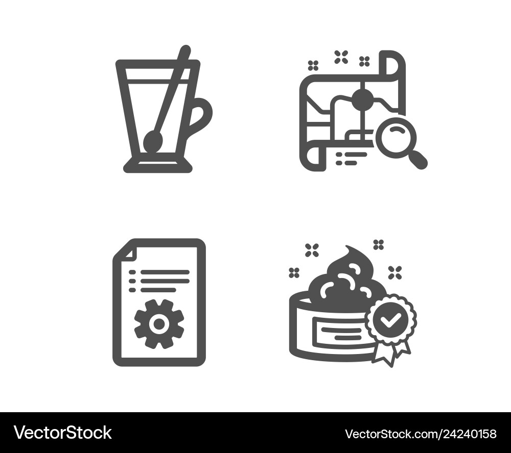 Technical documentation tea mug and search map vector image