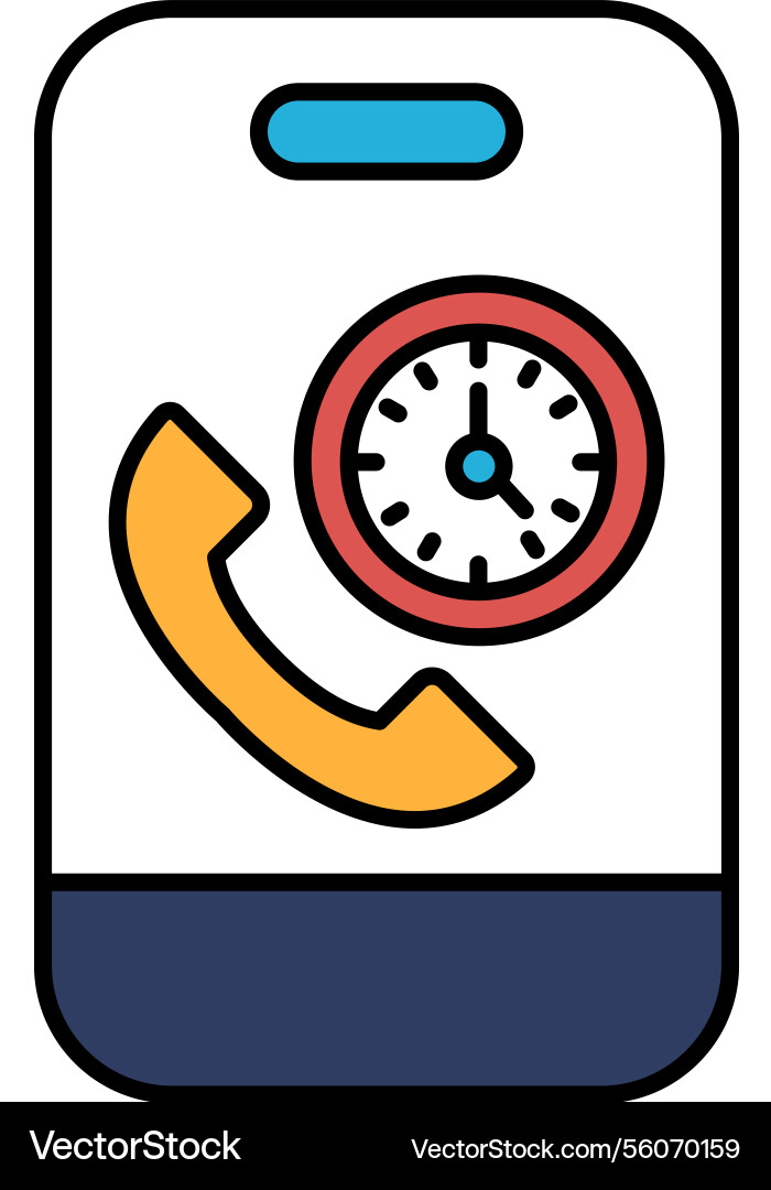 A phone with clock and red dial A phone with clock and red dial vector image