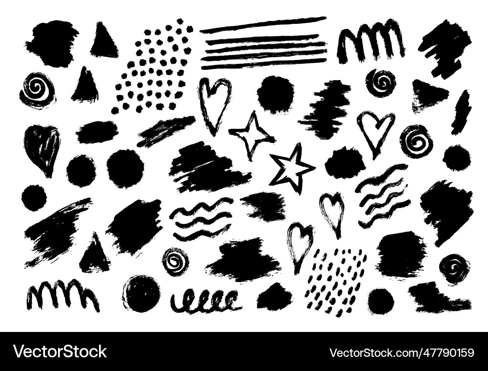 Abstract set of different brush splash texture Vector Image