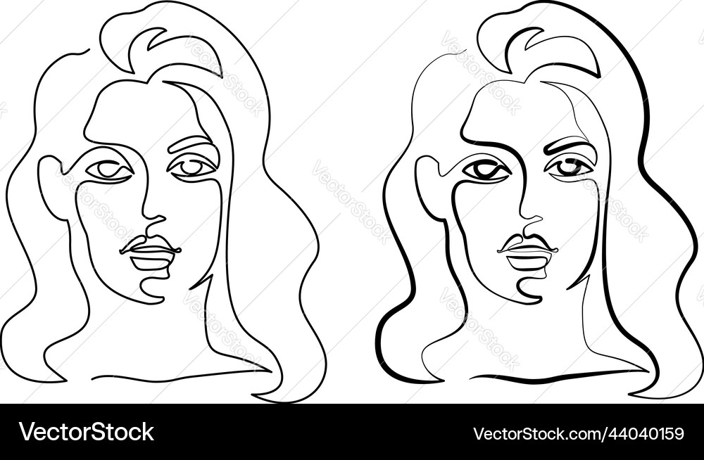 Abstract womans face continuous one line drawing vector image