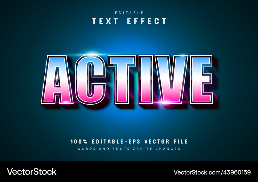 Active text effect Active text effect vector image