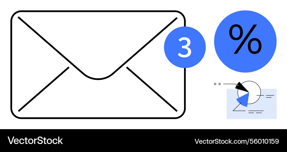 Email notification with analytics and percentage Vector Image