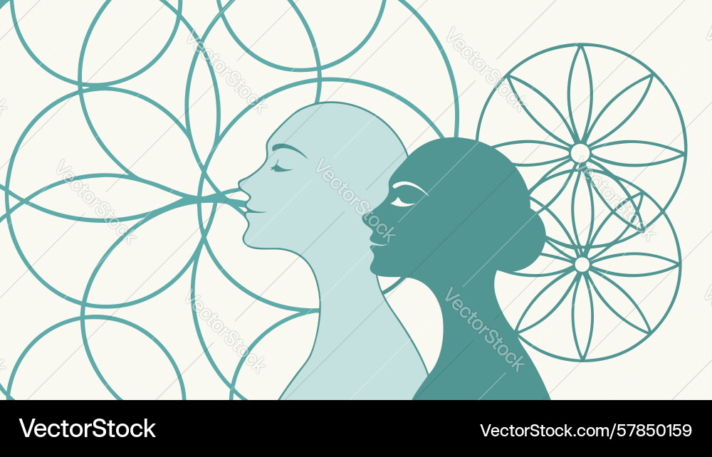 Human profiles with interlocking patterns Vector Image