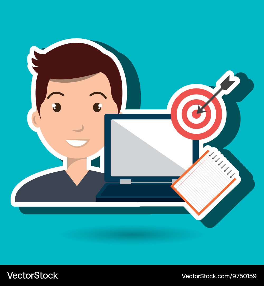 Man with computer isolated icon design vector image