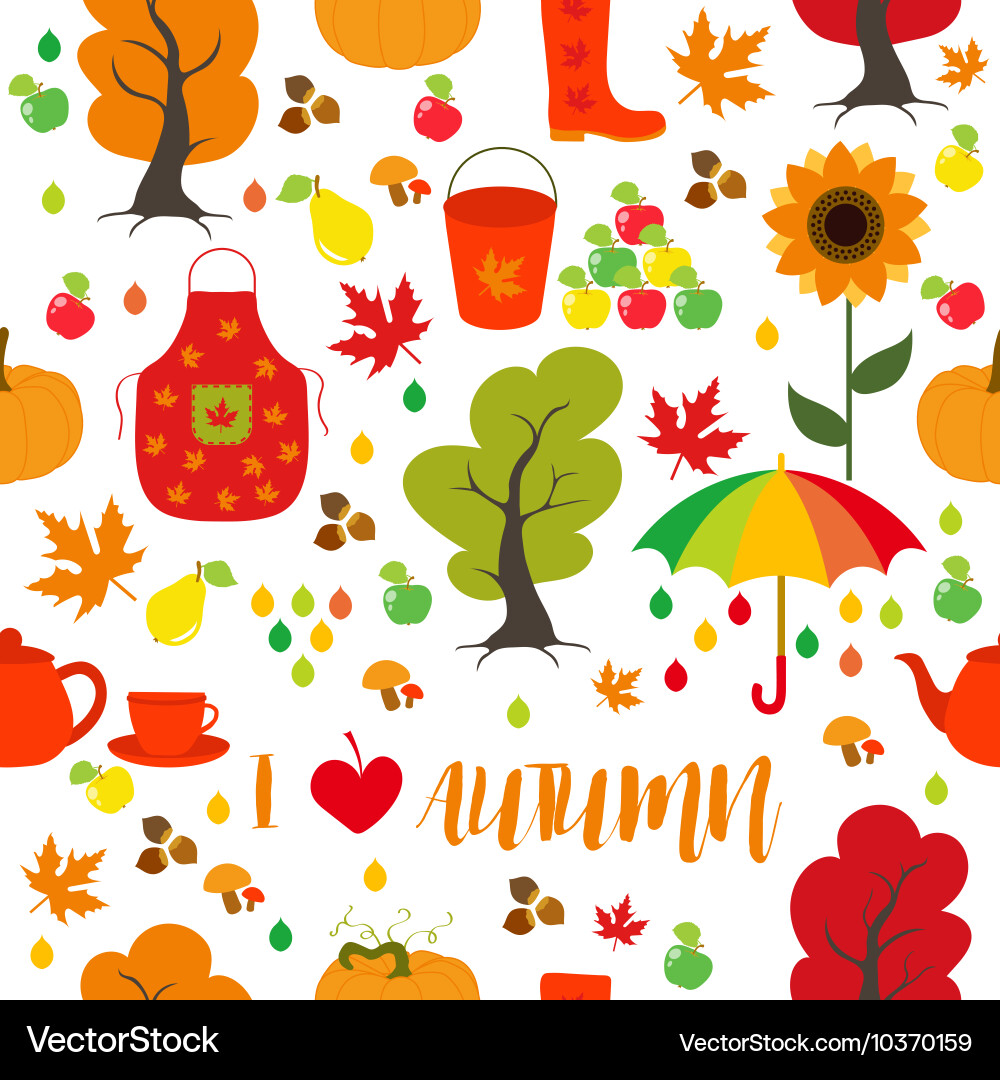 Seamless autumn pattern background set design Vector Image
