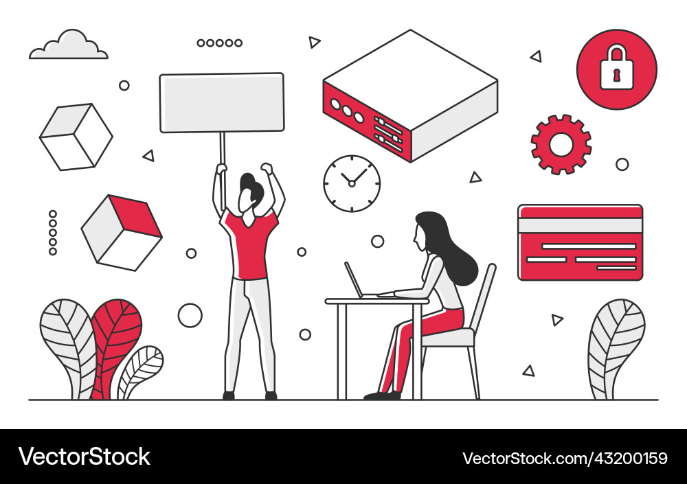 Server Security & Data Protection vector image