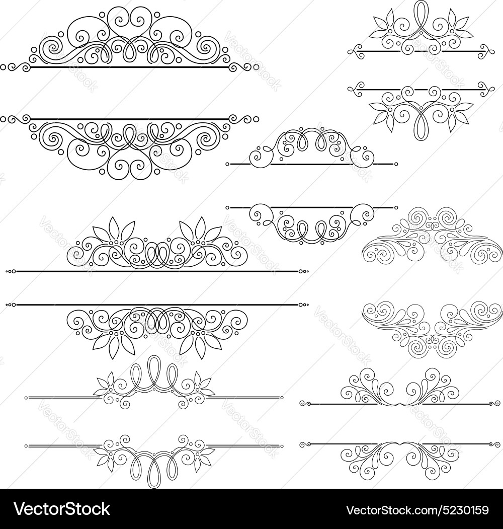 Set of calligraphic design elements and page vector image